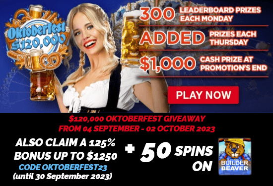 Everygame : $120,000 giveaway & 125% bonus with 50 spins Oktoberfest promotion